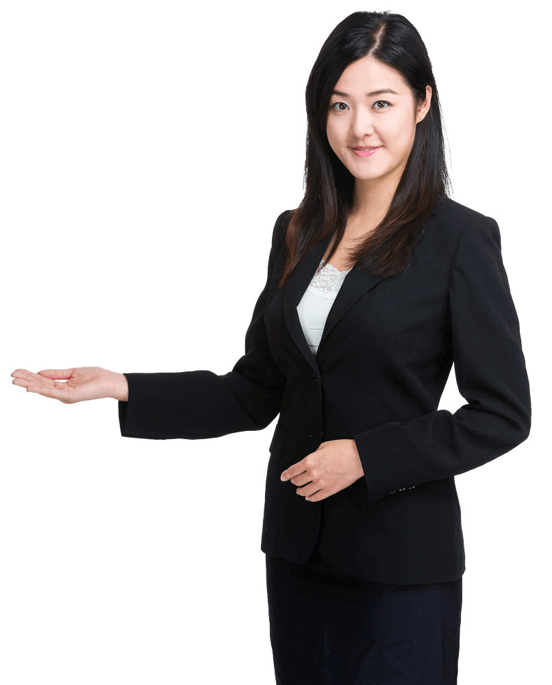 A professional lady showing something
